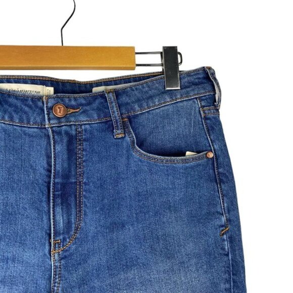 Anthropologie Pilcro and the Letterpress High Rise Flare Ankle Raw Hem Blue 29 - Picture 6 of 16